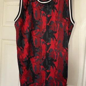 AND1 Red and Black Camo Basketball Jersey Tank